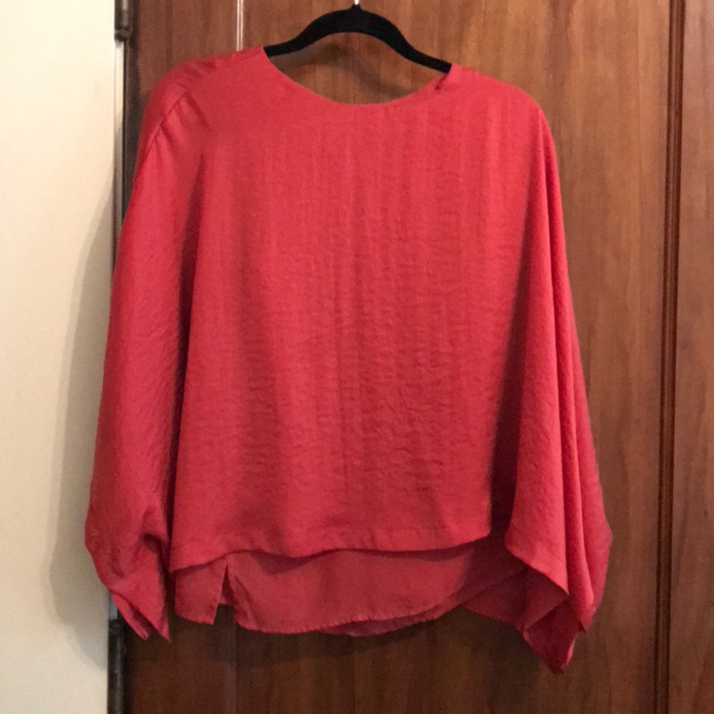 Dark coral poncho styled blouse